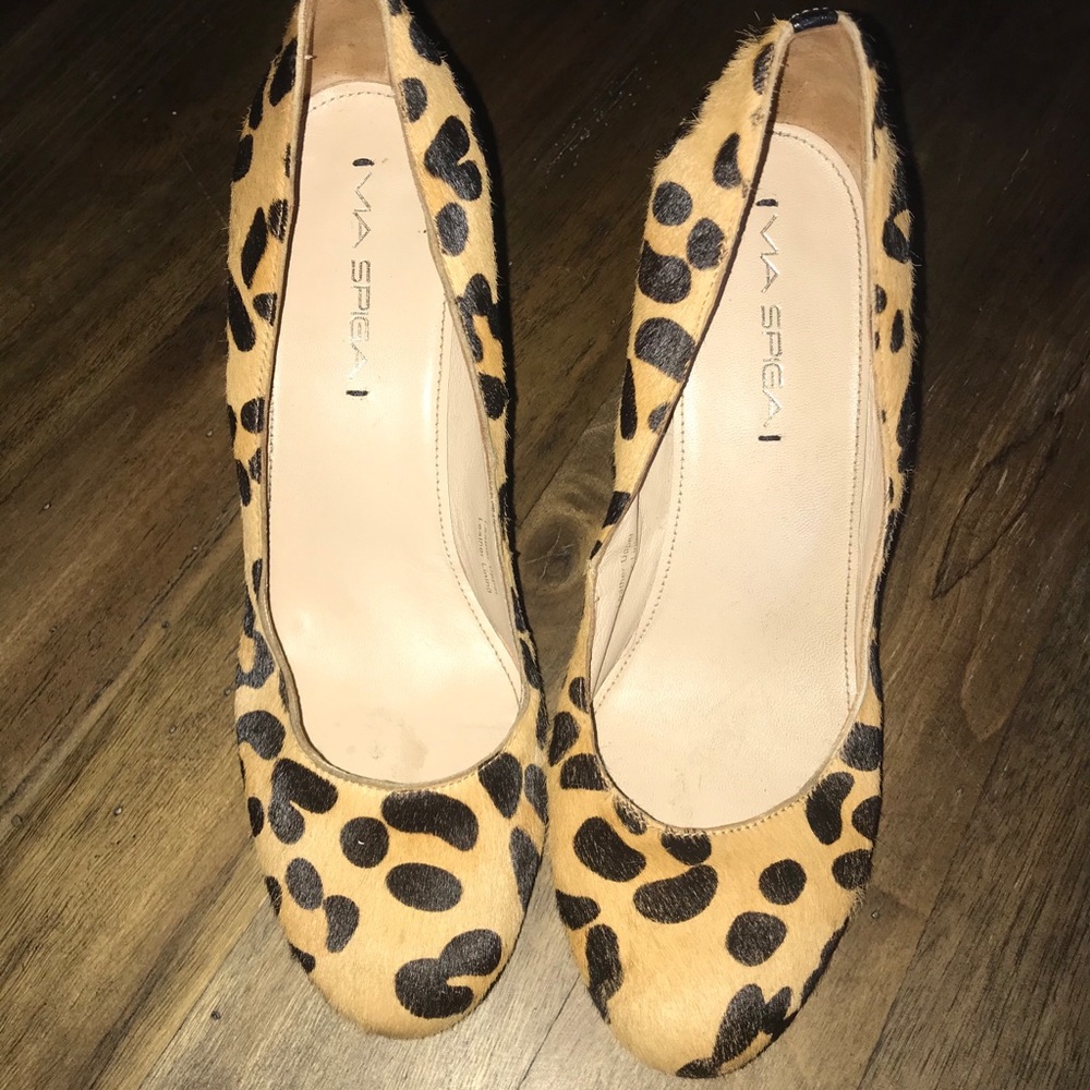 Via Spiga Calf-Hair Leather Leopard Print Heels